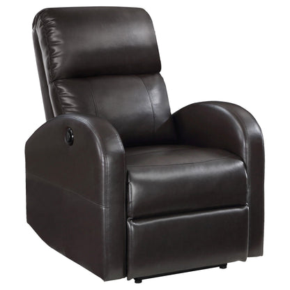 Nami Power Recliner Chair, Plush Cushioned Espresso Brown Faux Leather