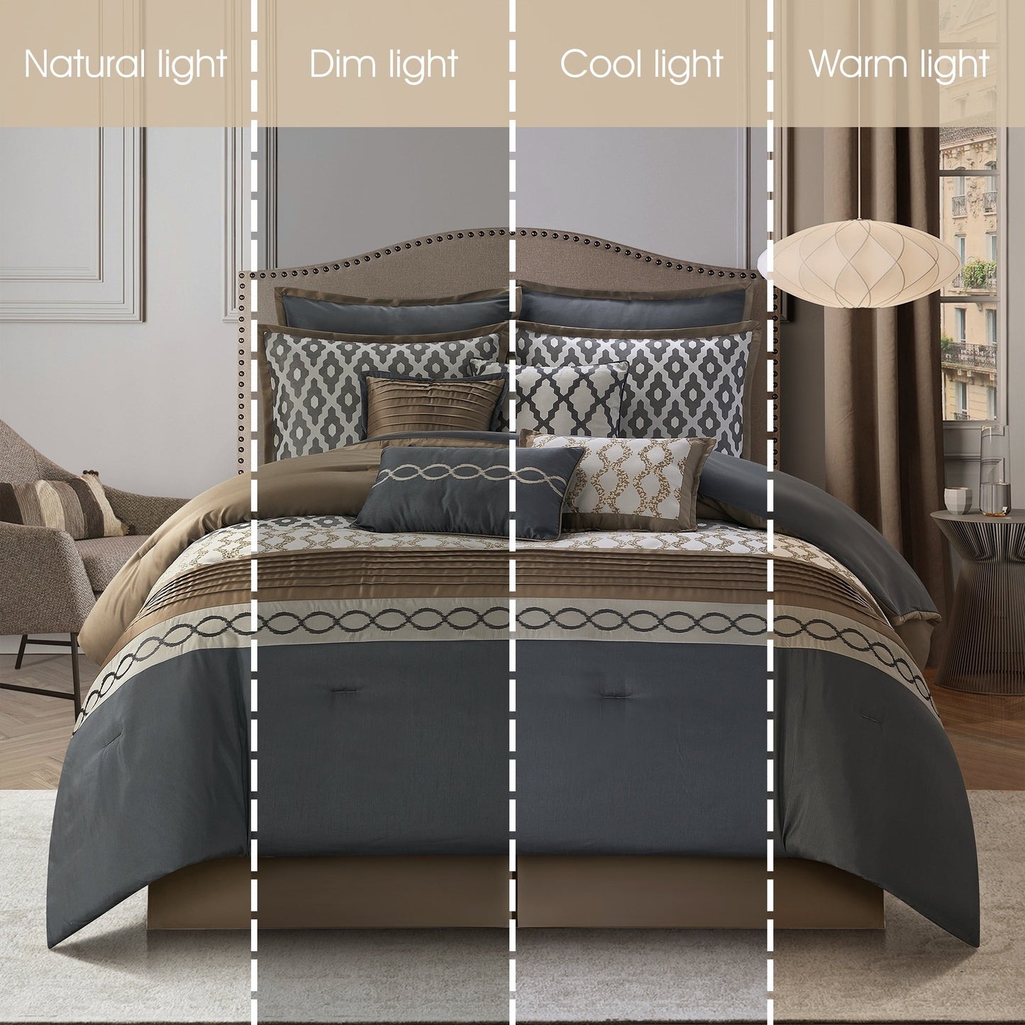 Nanshing Calvin Luxury10-Piece Geometric Comforter Set