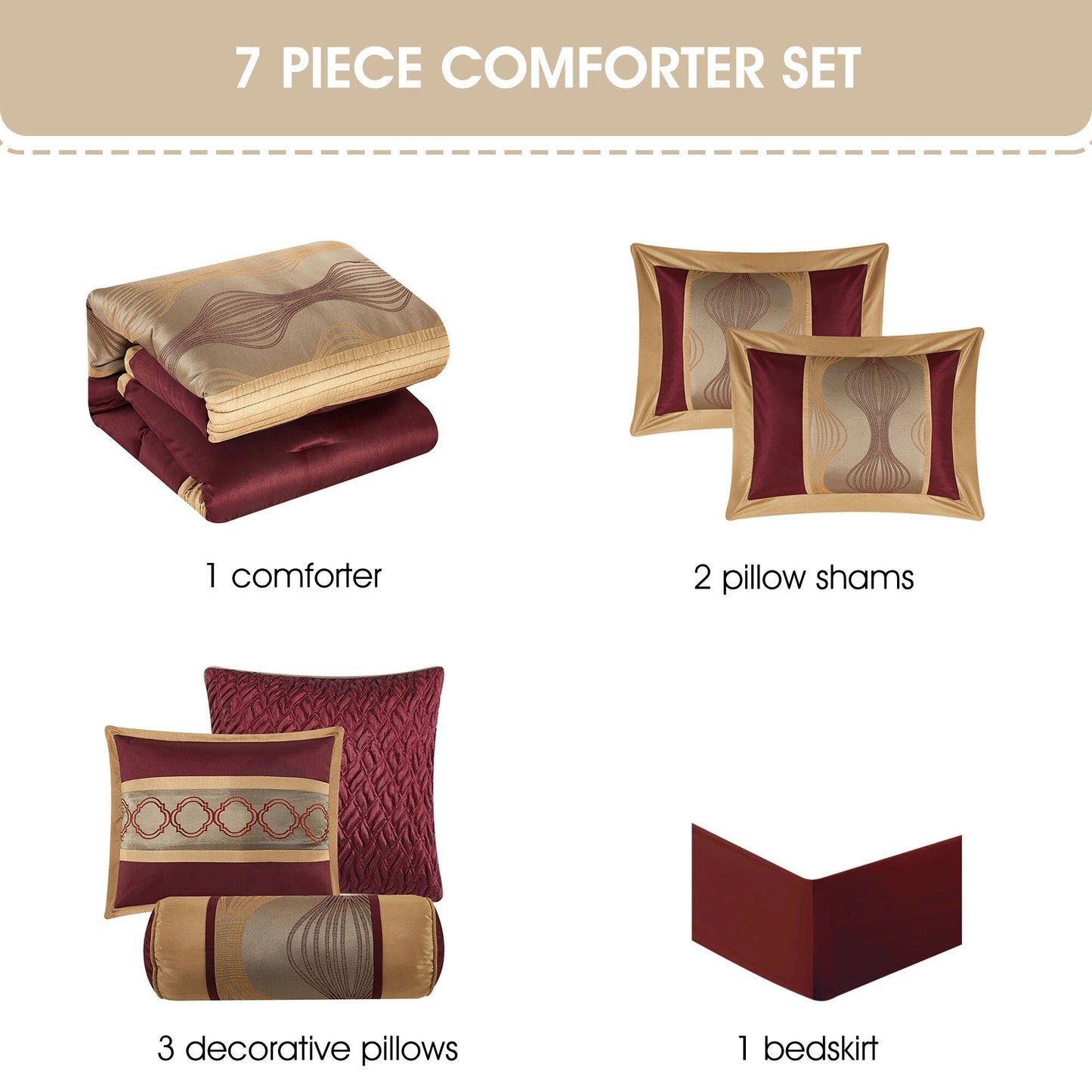 Nanshing Daniella 7-Piece Modern Geometric Comforter Set