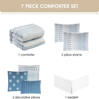 Nanshing Jessy Modern Striped 7 Piece Comforter Set