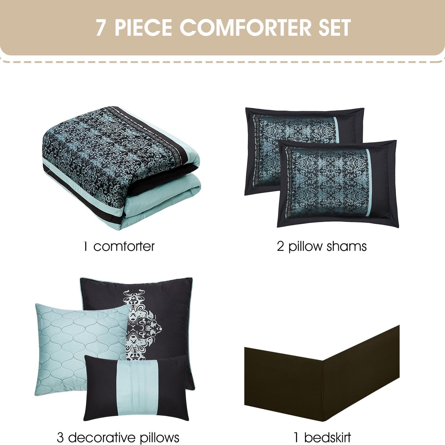 Nanshing Shelly 7 Piece Transitional Comforter Set