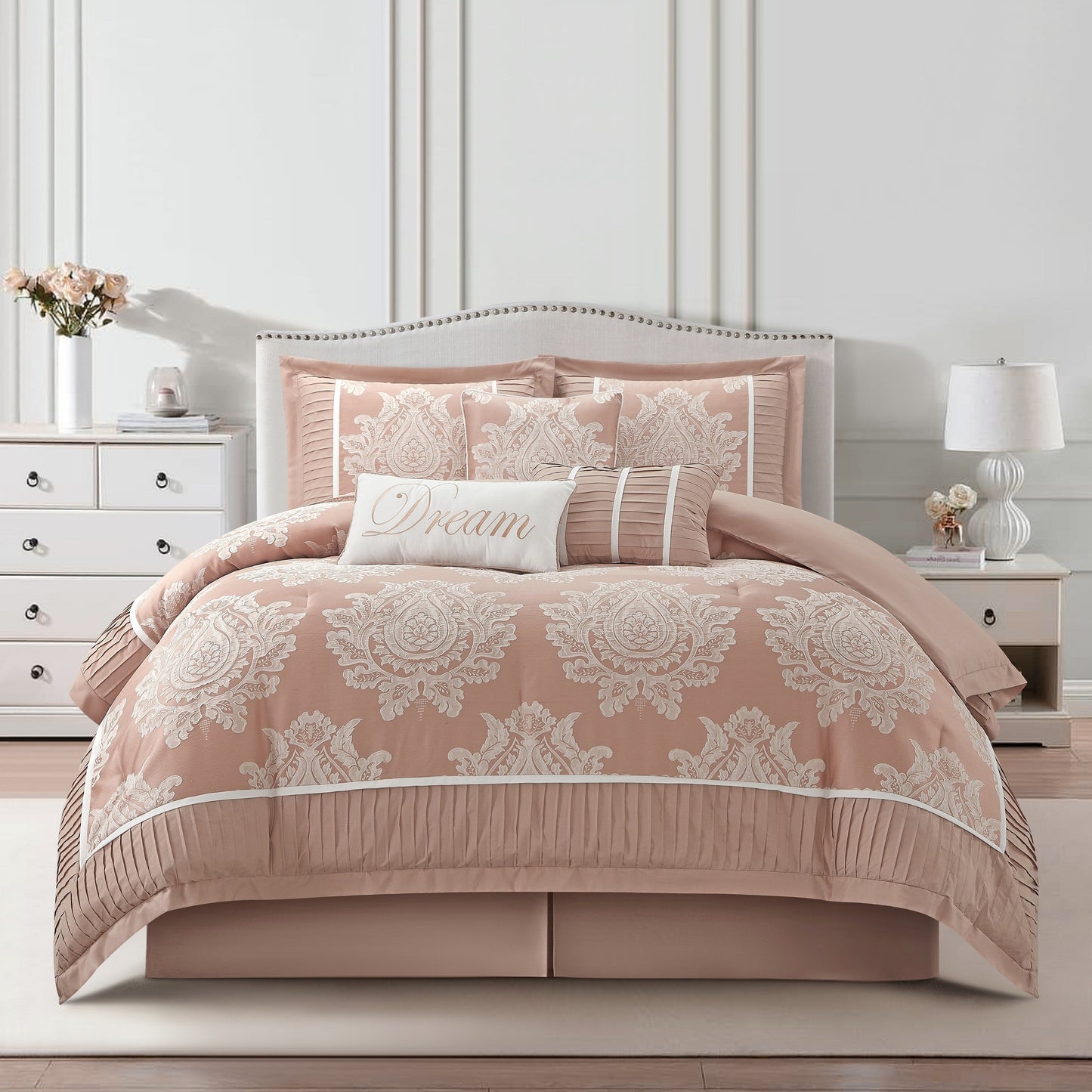 Nanshing Tiana 7 Piece Traditional Damask Comforter Set