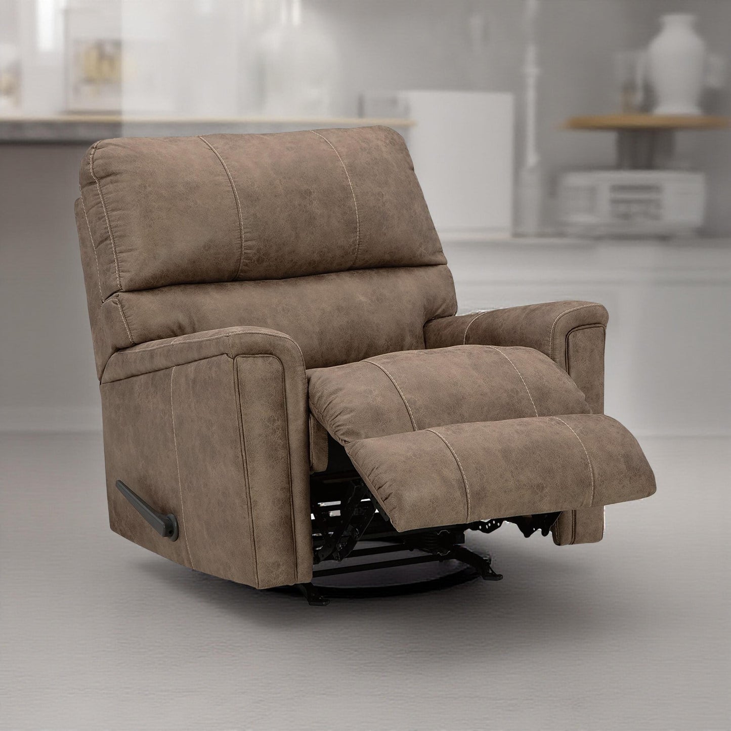 Nav Manual Rocker Recliner Chair, Weathered Fossil Brown Faux Leather