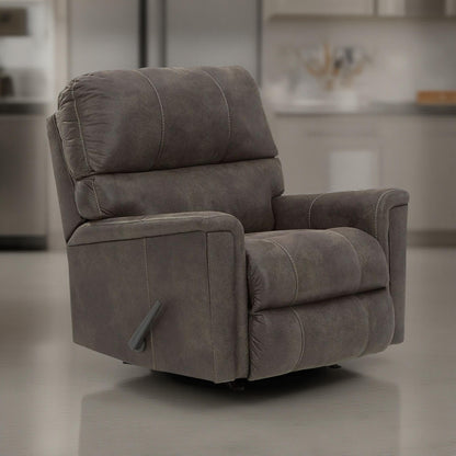 Nav Manual Rocker Recliner Chair, Weathered Smoke Gray Faux Leather