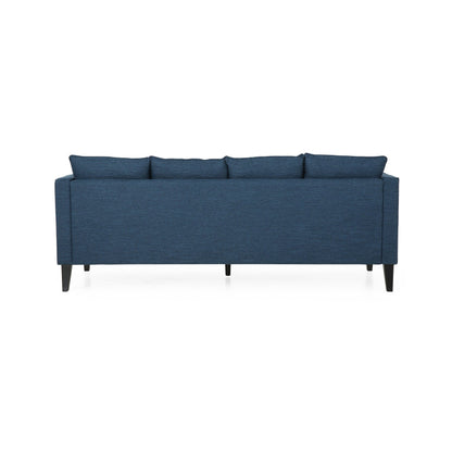 Navy Blue 3-seater Sofa with Wood Legs and Tufted Back