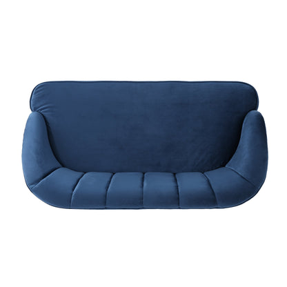 Navy Blue 50 Velvet Loveseat Sofa with Birch Wood Frame and Angled Birch Wood Legs for Living Room