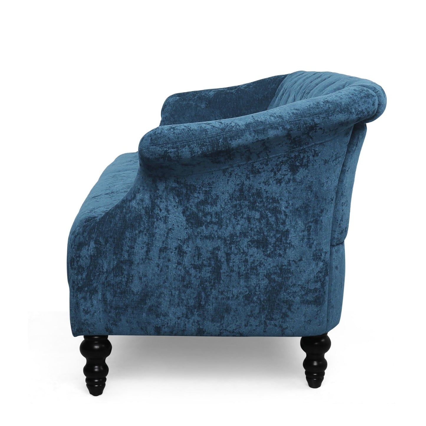 Navy Blue 75 Velvet Loveseat Flared Arms Tufted Sofa with Deep Seat and Wood Legs for Living Room