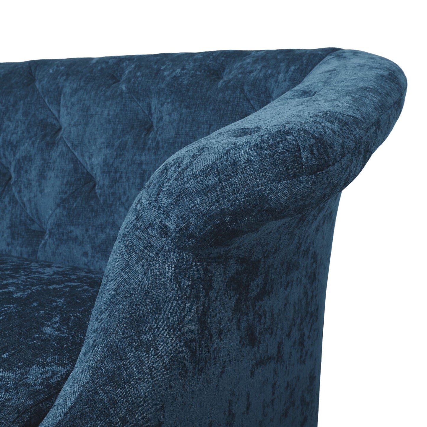 Navy Blue 75 Velvet Loveseat Flared Arms Tufted Sofa with Deep Seat and Wood Legs for Living Room