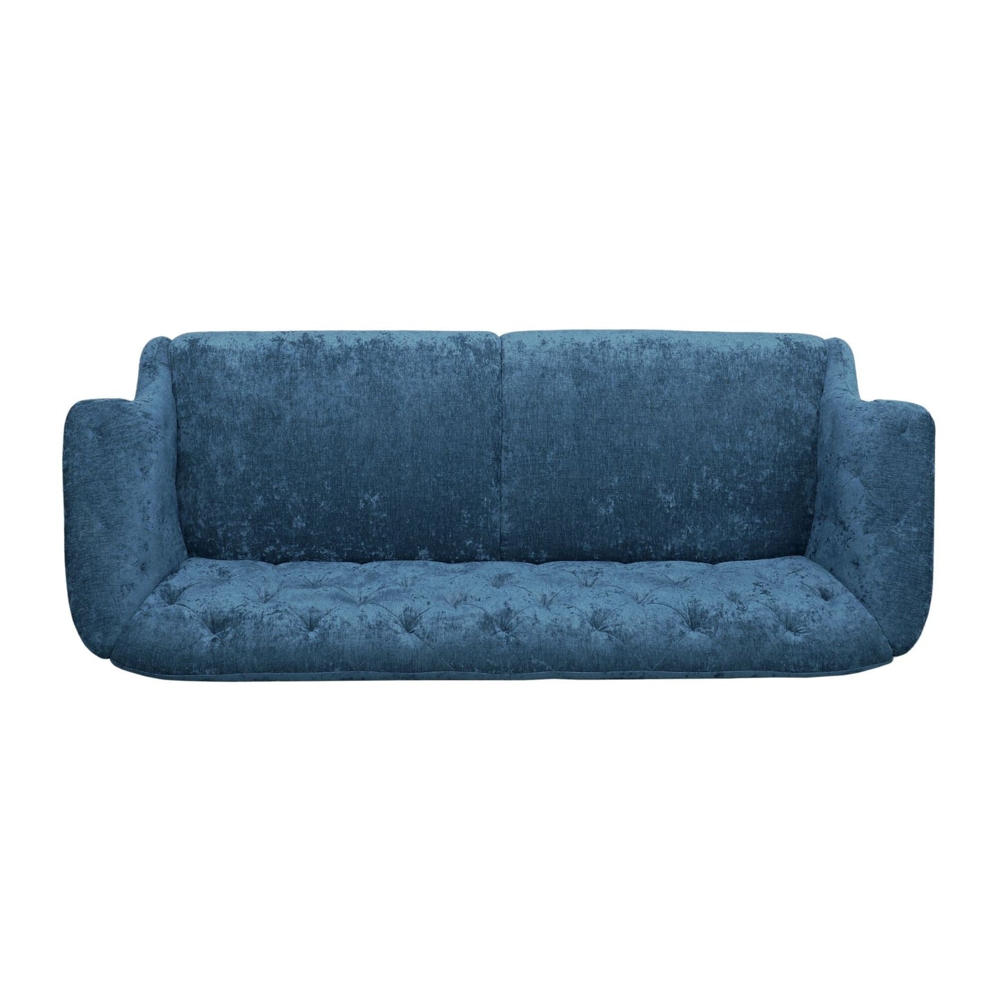 Navy Blue 75 Velvet Loveseat Flared Arms Tufted Sofa with Deep Seat and Wood Legs for Living Room