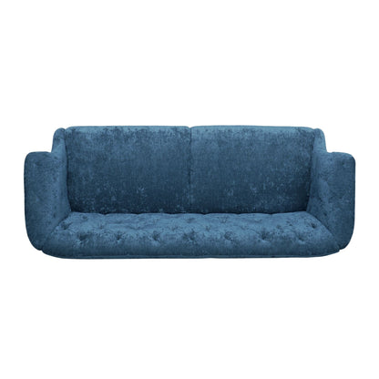 Navy Blue 75 Velvet Loveseat Flared Arms Tufted Sofa with Deep Seat and Wood Legs for Living Room