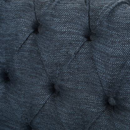 Navy Blue Chesterfield 84.75 Button Tufted Upholstered 3-seater Sofa with Nailheads and Wood Legs