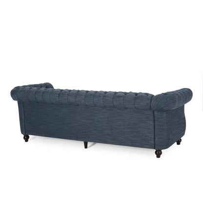 Navy Blue Chesterfield Button Tufted 3-seater Sofa with Nailheads