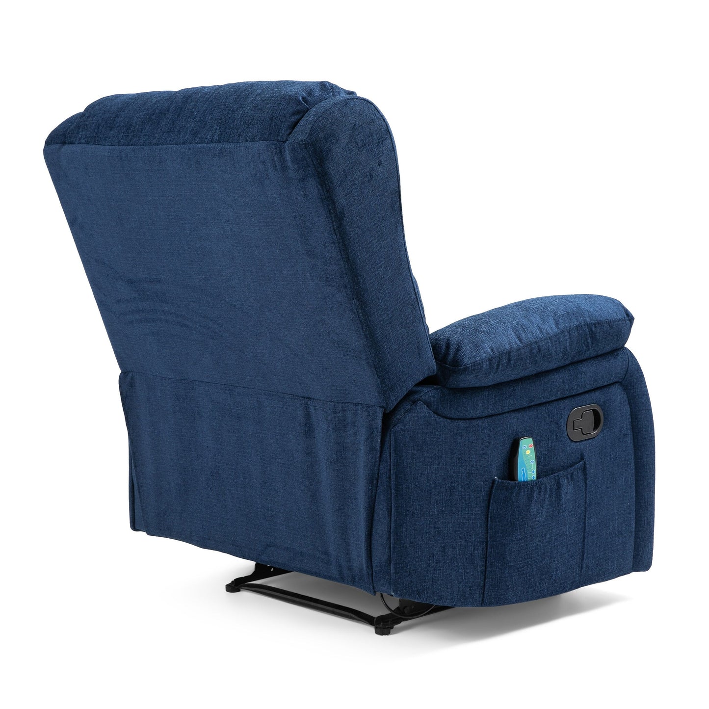 Navy Blue Fabric Massage Manual Recliner with Massage, Lumbar Heating, Side Pockets