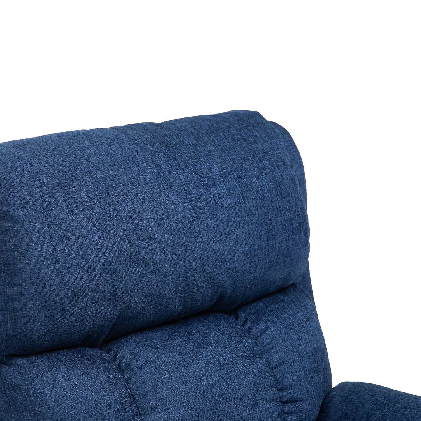 Navy Blue Fabric Massage Manual Recliner with Massage, Lumbar Heating, Side Pockets