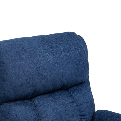 Navy Blue Fabric Massage Manual Recliner with Massage, Lumbar Heating, Side Pockets