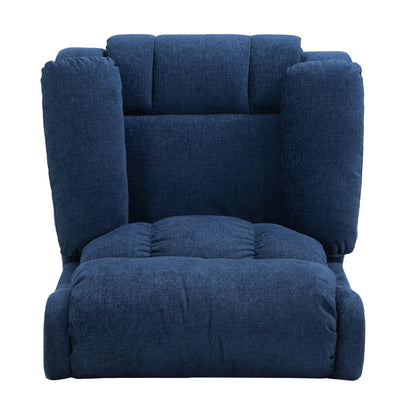 Navy Blue Fabric Massage Manual Recliner with Massage, Lumbar Heating, Side Pockets