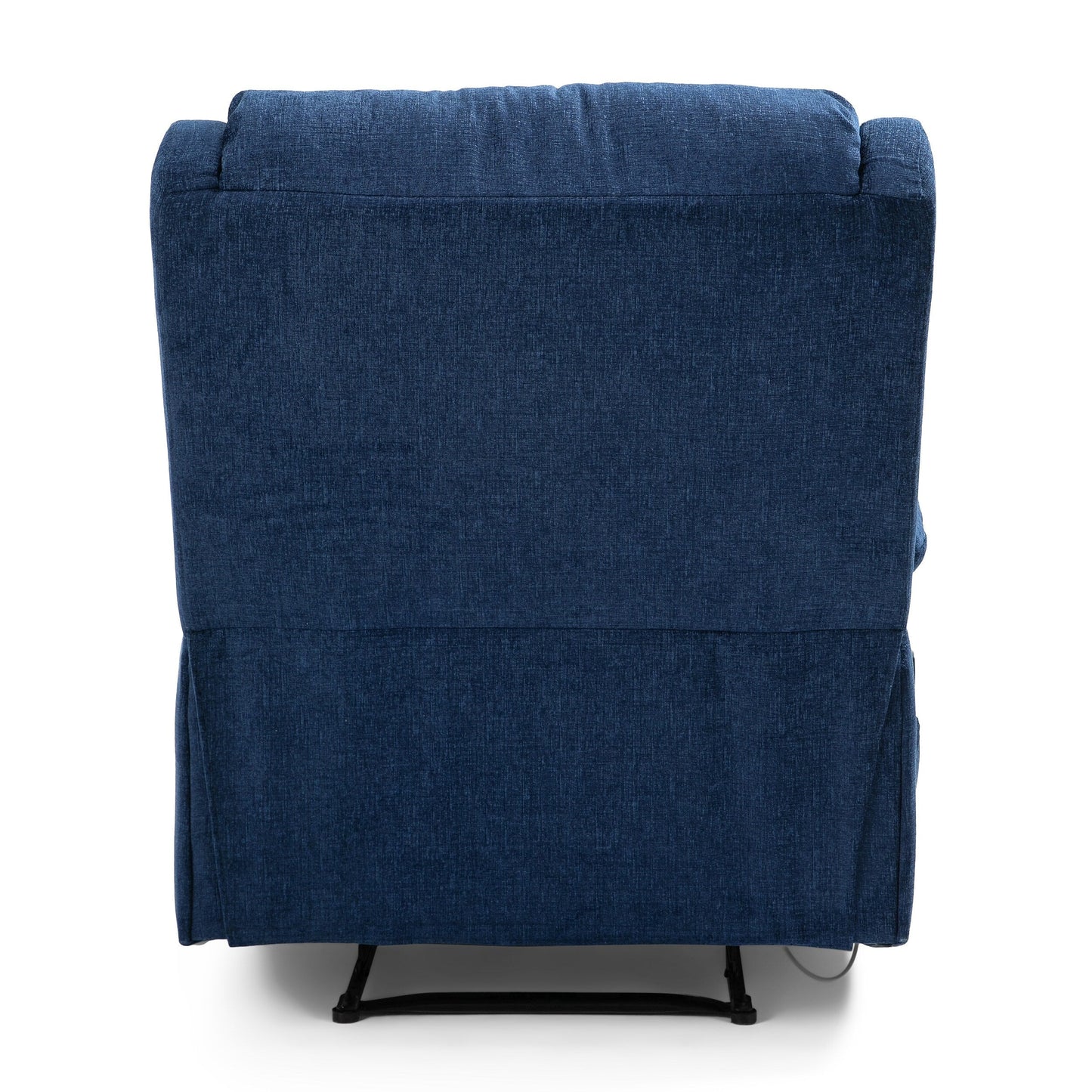 Navy Blue Fabric Upholstered Massage Manual Recliner with Massage, Lumbar Heating, and Side Pockets