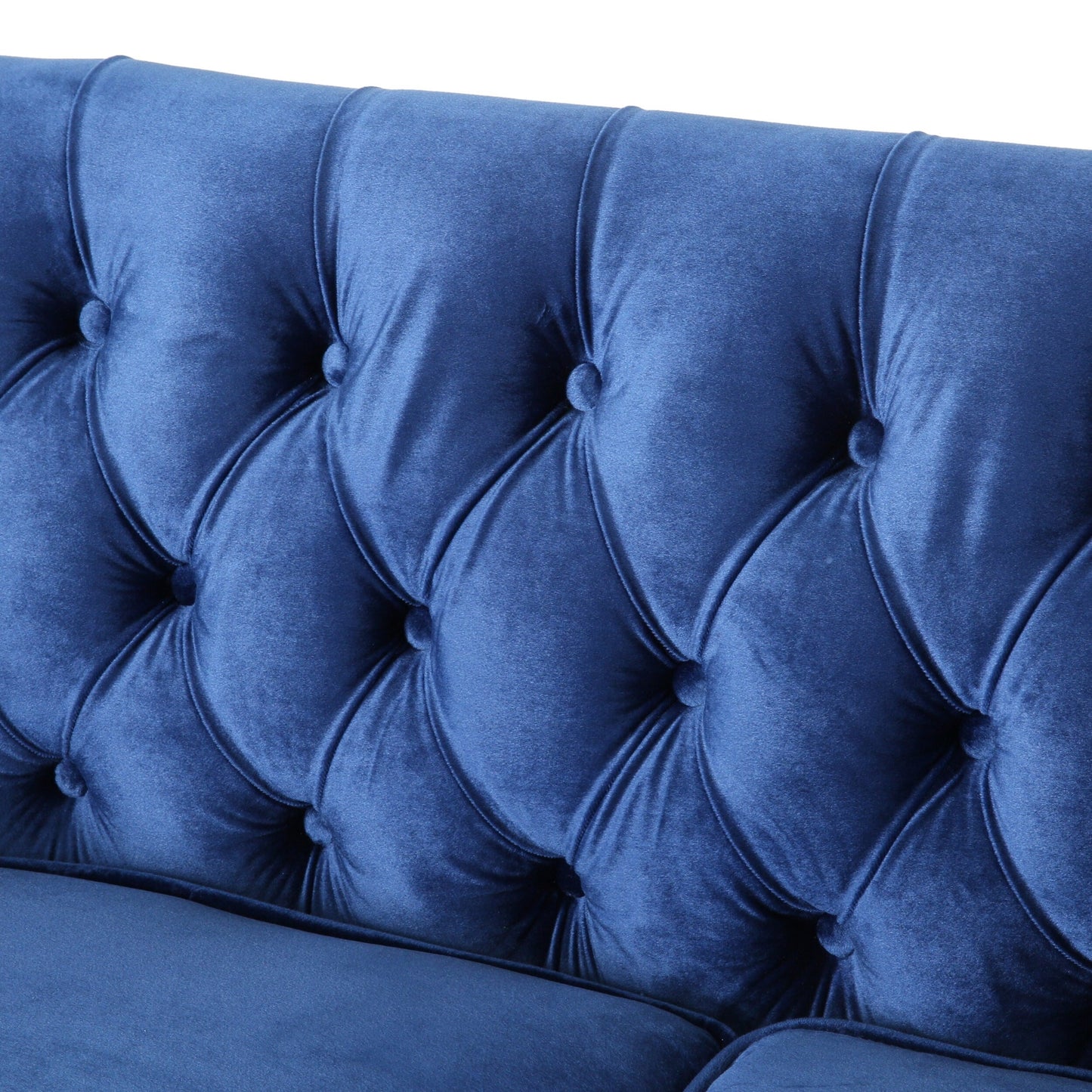 Navy Blue Modern 53.5 Loveseat Button Tufted Sofa with Wood Legs for Living Room
