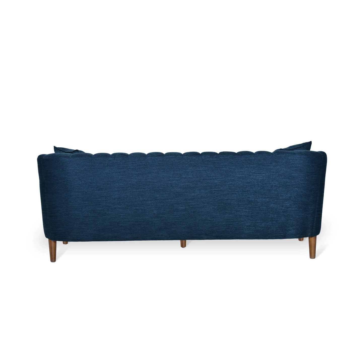 Navy Blue Modern 84.5 3-seater Sofa with Wood Legs and Pillows for Living Room