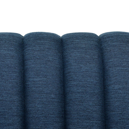 Navy Blue Modern 84.5 3-seater Sofa with Wood Legs and Pillows for Living Room