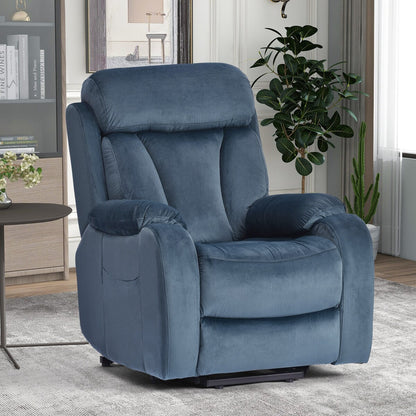 Navy Blue Power Lift Recliner Chair for Elderly with Adjustable Angles, Side Pocket, and Remote Control