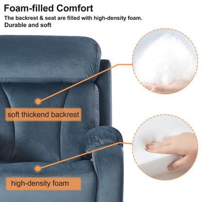 Navy Blue Power Lift Recliner Chair for Elderly with Adjustable Angles, Side Pocket, and Remote Control