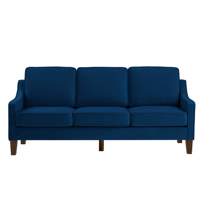 Navy Velvet 3-seater Sofa with Scooped Armrest