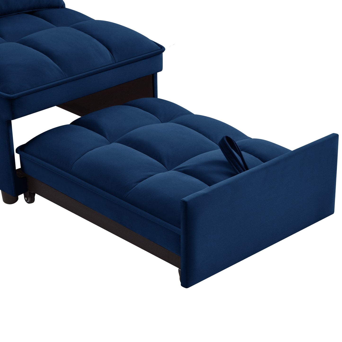 Navy Velvet Folding Sofa Bed with Adjustable Backrest