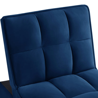 Navy Velvet Folding Sofa Bed with Adjustable Backrest
