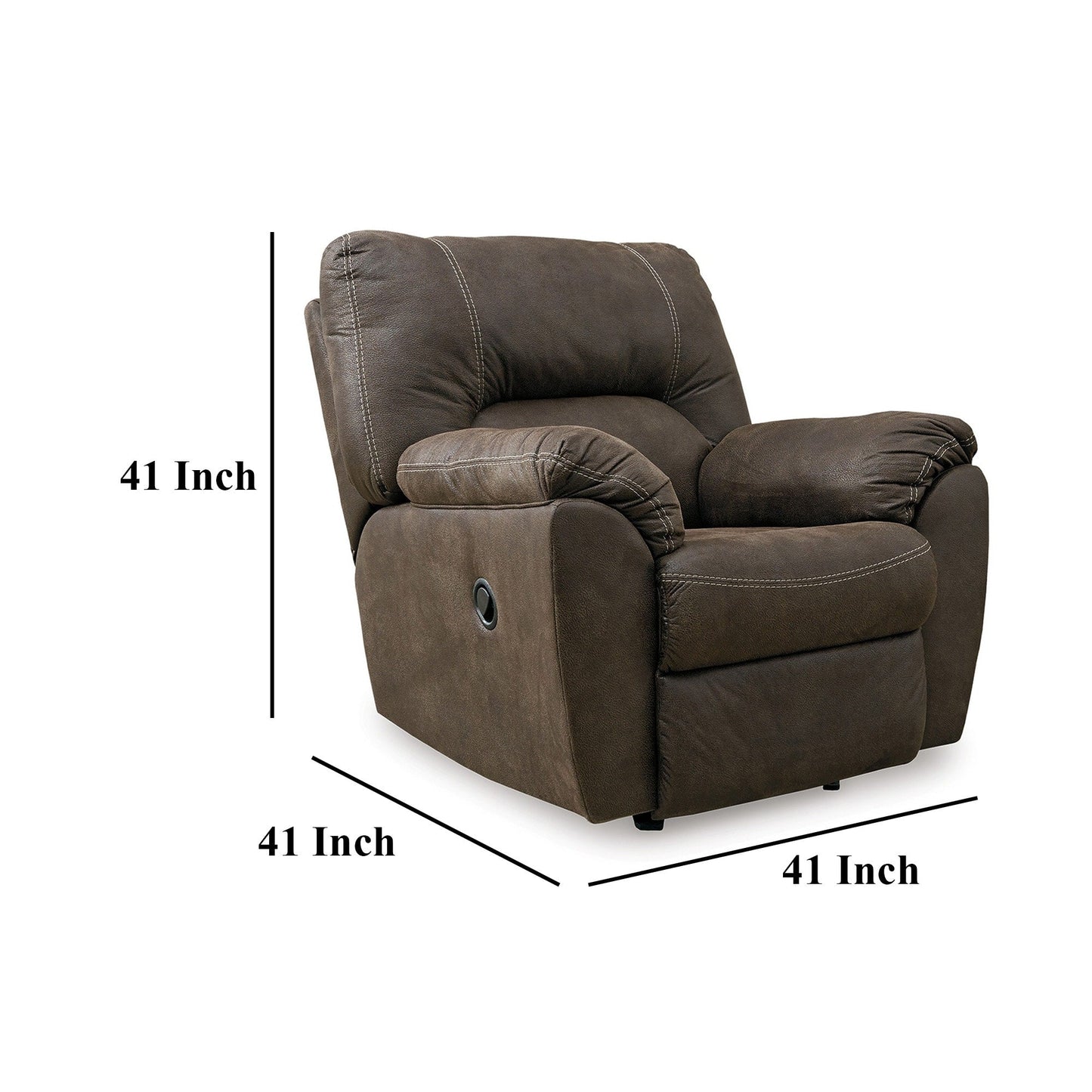 Neal Rocker Recliner Chair, Foam Cushions, Canyon Brown Faux Leather
