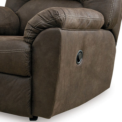 Neal Rocker Recliner Chair, Foam Cushions, Canyon Brown Faux Leather