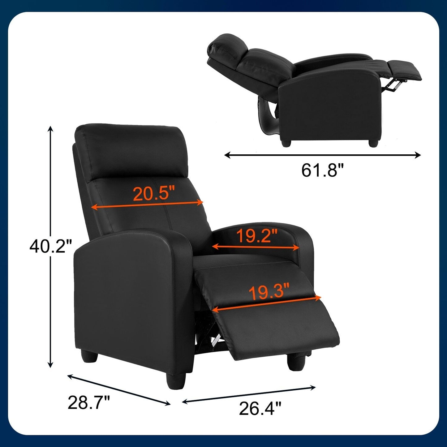 Nell Black 2-Point Massage Recliner Faux Leather Chair by Furniture of America