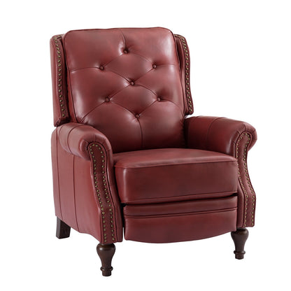 Nestor Mid Century Genuine Leather Recliner with Solid Wood Legs by HULALA HOME