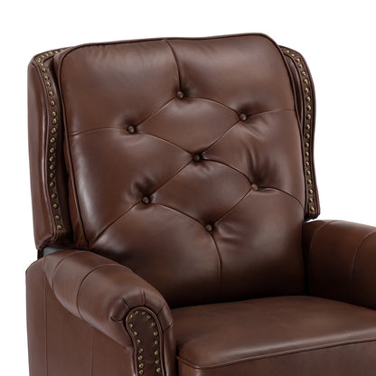 Nestor Mid Century Genuine Leather Recliner with Solid Wood Legs by HULALA HOME