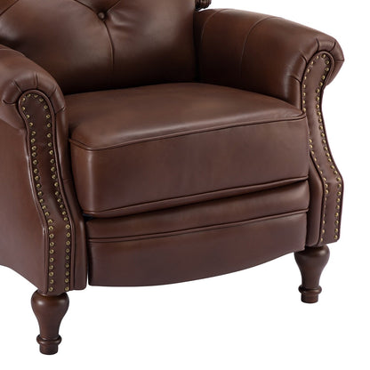 Nestor Mid Century Genuine Leather Recliner with Solid Wood Legs by HULALA HOME