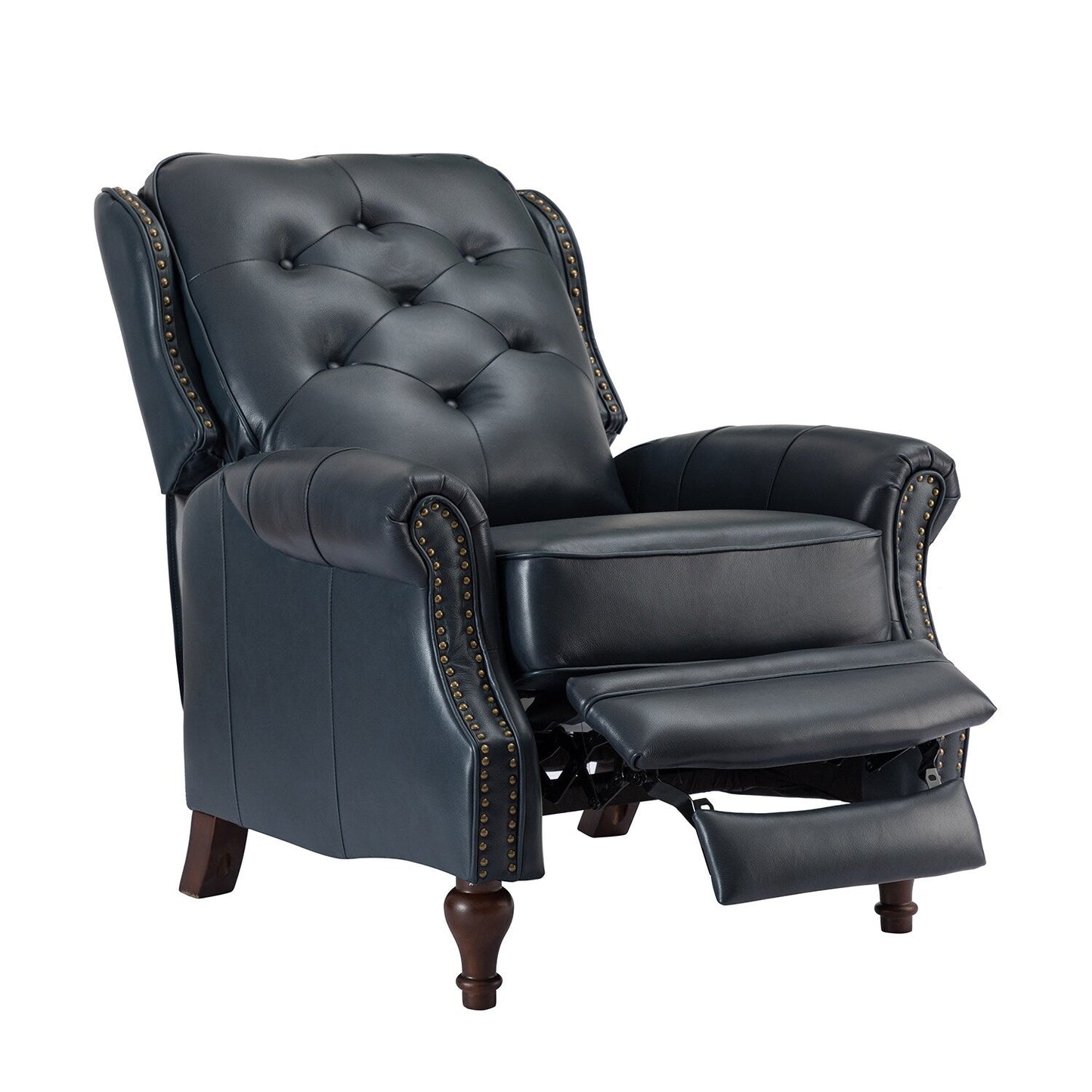 Nestor Mid Century Genuine Leather Recliner with Solid Wood Legs by HULALA HOME