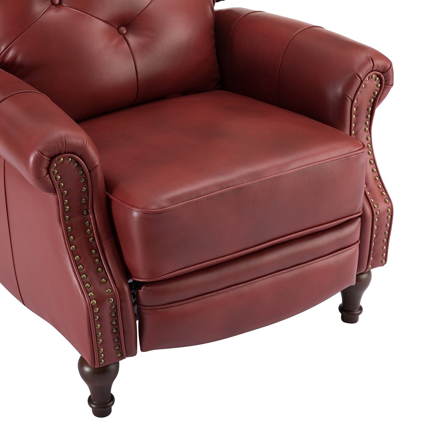 Nestor Mid Century Genuine Leather Recliner with Solid Wood Legs by HULALA HOME
