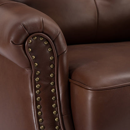 Nestor Mid Century Genuine Leather Recliner with Solid Wood Legs by HULALA HOME