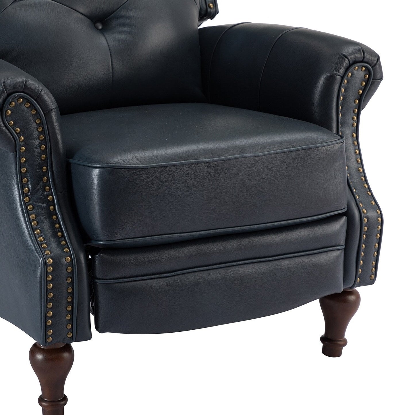 Nestor Mid Century Genuine Leather Recliner with Solid Wood Legs by HULALA HOME