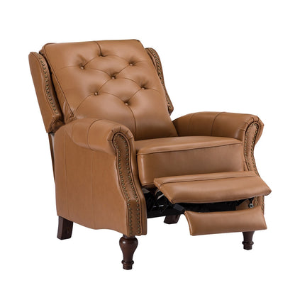 Nestor Mid Century Genuine Leather Recliner with Solid Wood Legs by HULALA HOME