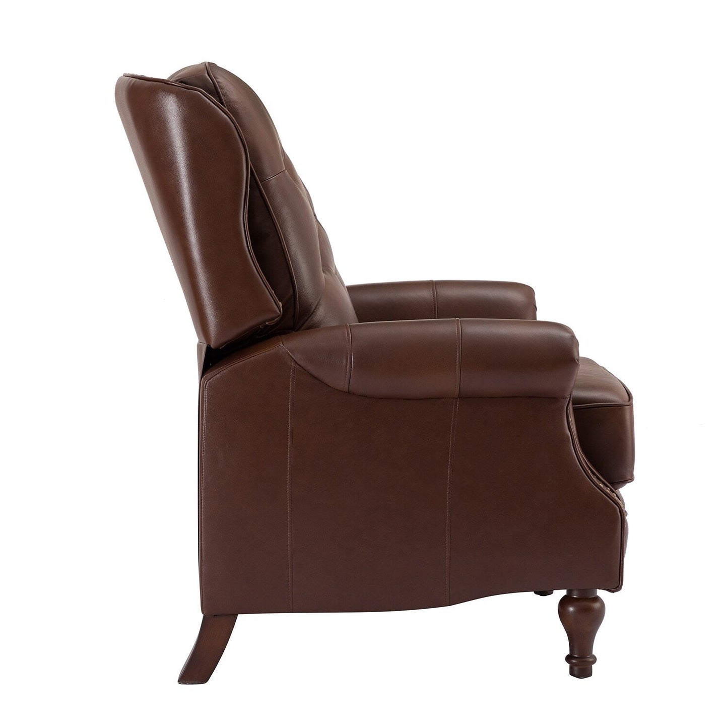 Nestor Mid Century Genuine Leather Recliner with Solid Wood Legs by HULALA HOME