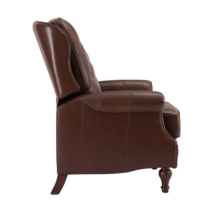 Nestor Mid Century Genuine Leather Recliner with Solid Wood Legs by HULALA HOME