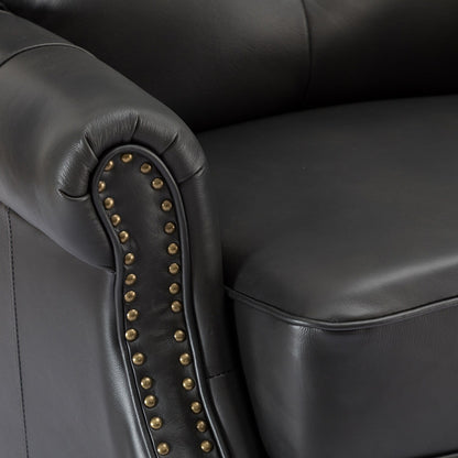Nestor Mid Century Genuine Leather Recliner with Solid Wood Legs by HULALA HOME