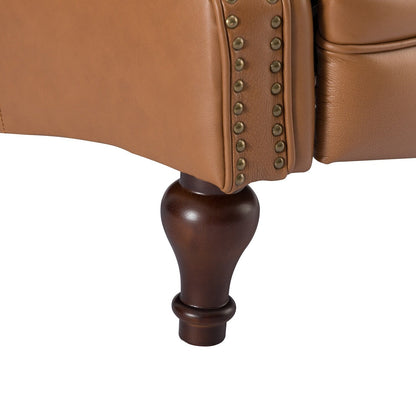Nestor Mid Century Genuine Leather Recliner with Solid Wood Legs by HULALA HOME