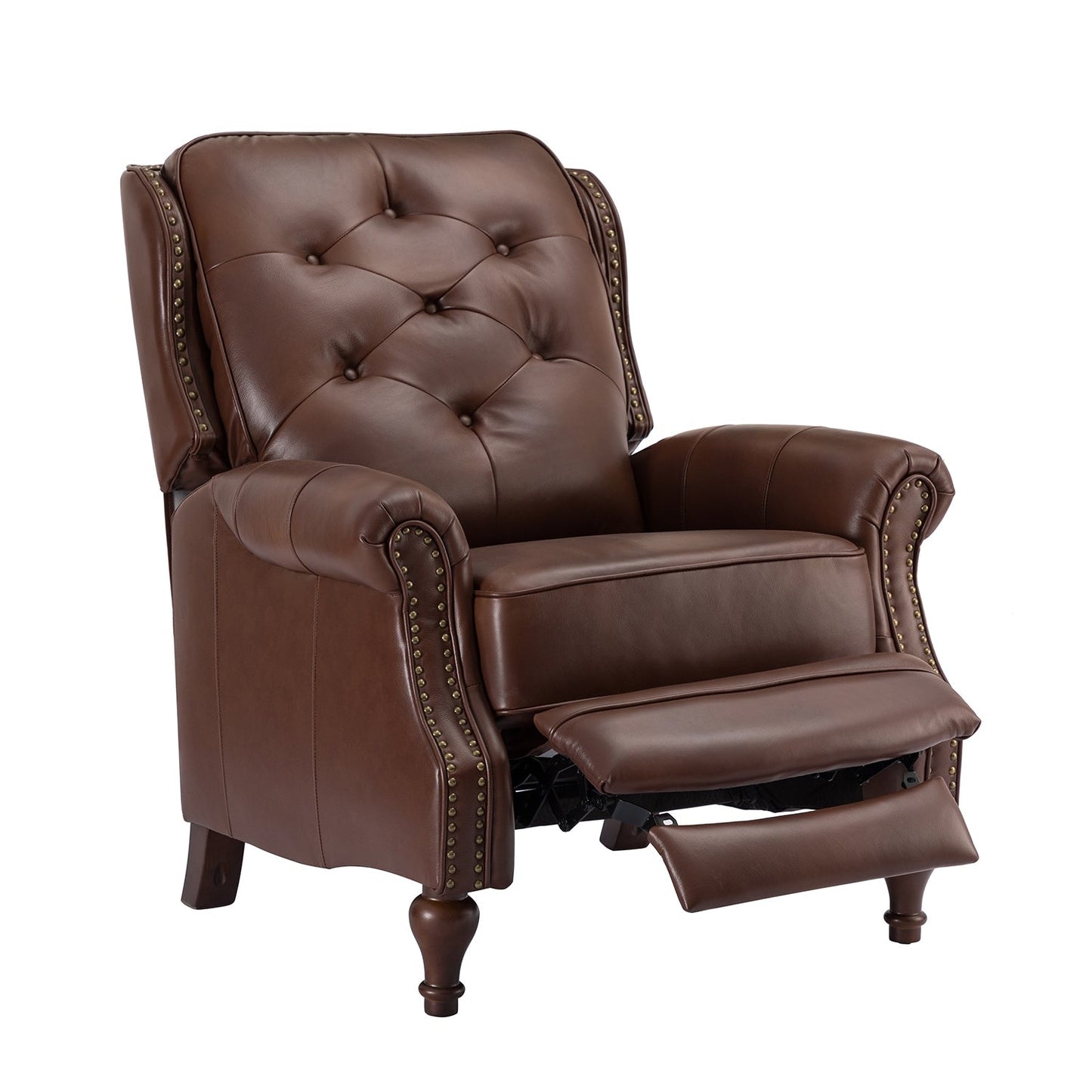 Nestor Mid Century Genuine Leather Recliner with Solid Wood Legs by HULALA HOME