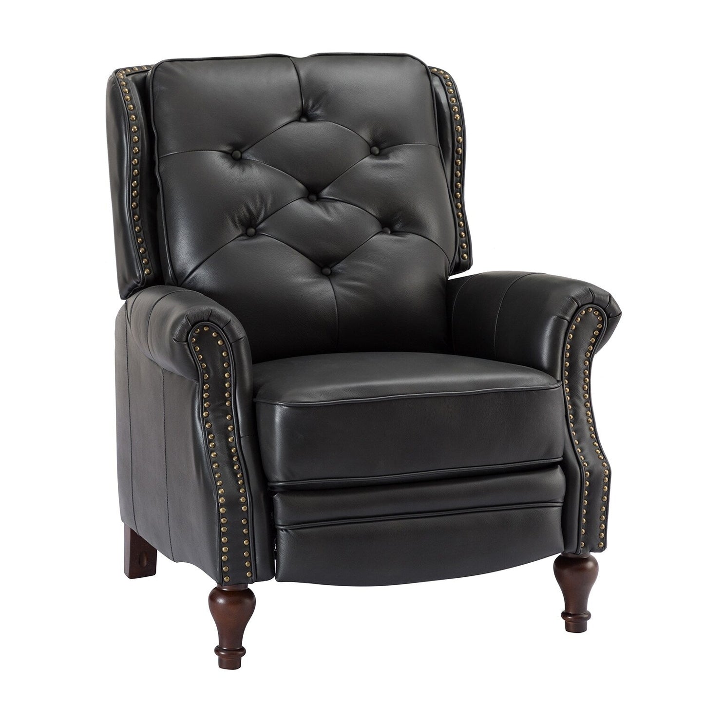 Nestor Mid Century Genuine Leather Recliner with Solid Wood Legs by HULALA HOME