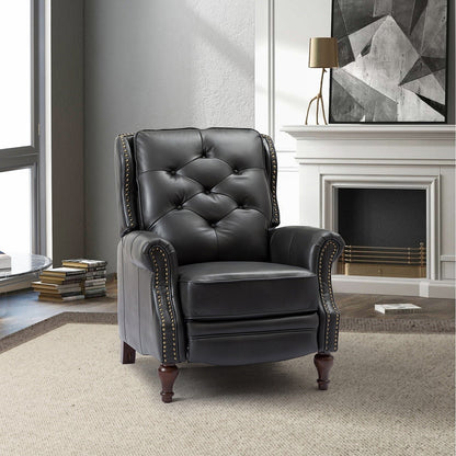 Nestor Mid Century Genuine Leather Recliner with Solid Wood Legs by HULALA HOME