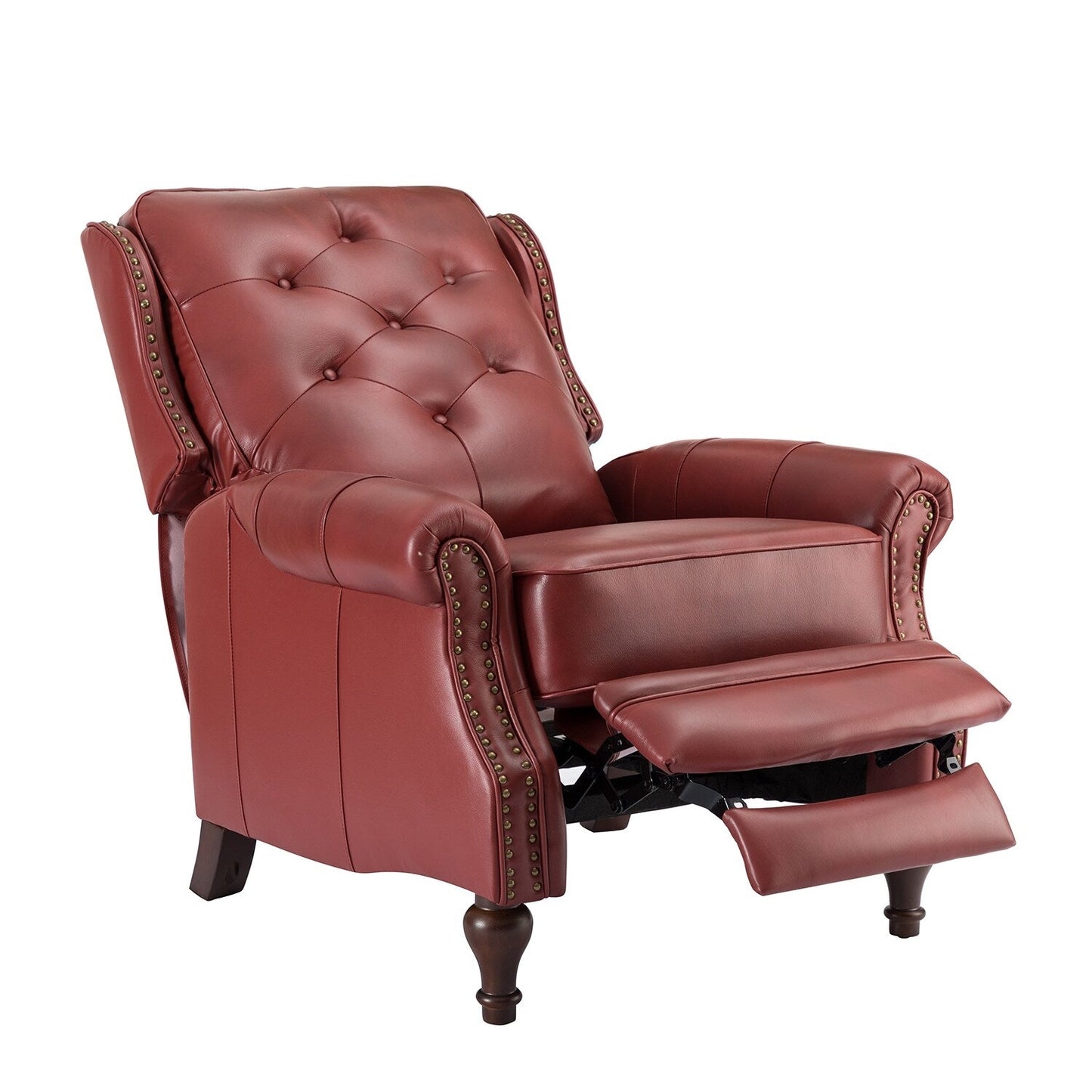 Nestor Mid Century Genuine Leather Recliner with Solid Wood Legs by HULALA HOME