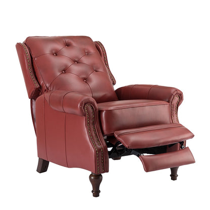 Nestor Mid Century Genuine Leather Recliner with Solid Wood Legs by HULALA HOME