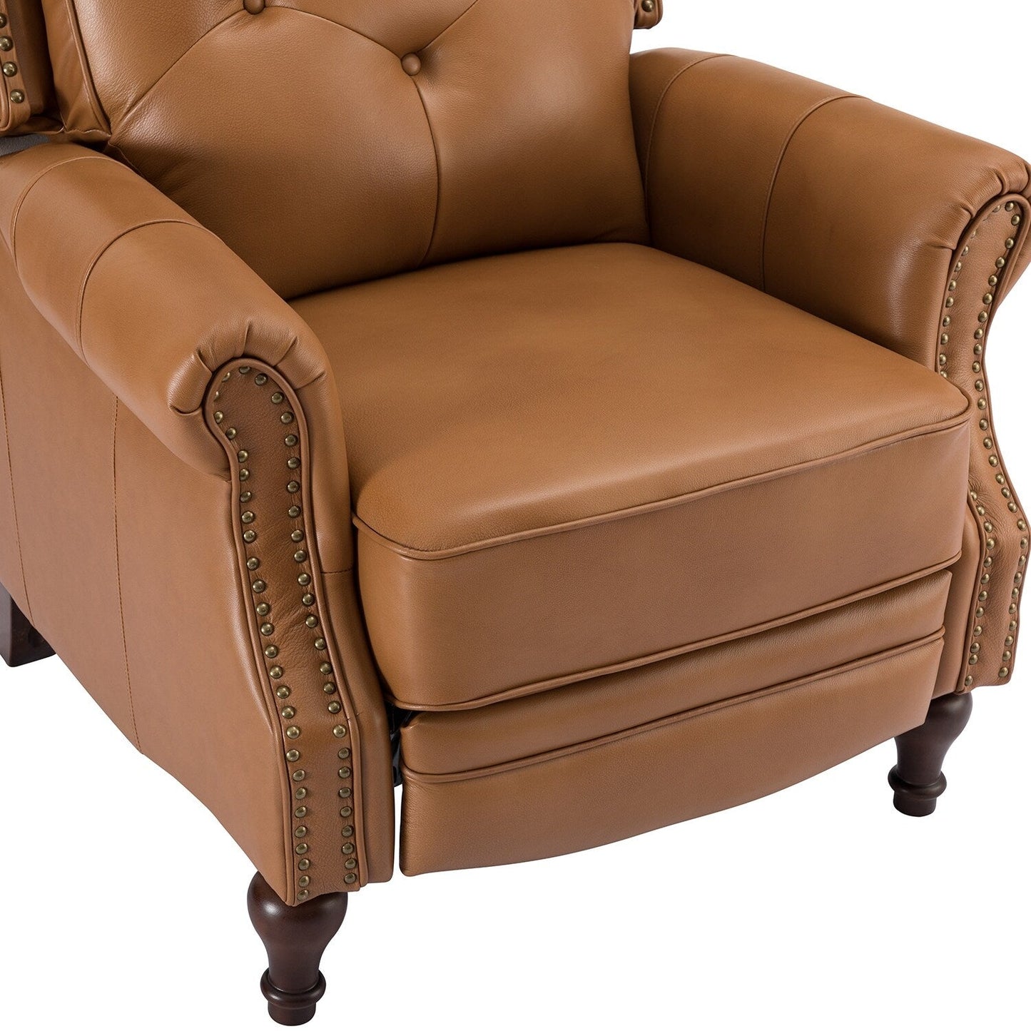 Nestor Mid Century Genuine Leather Recliner with Solid Wood Legs by HULALA HOME
